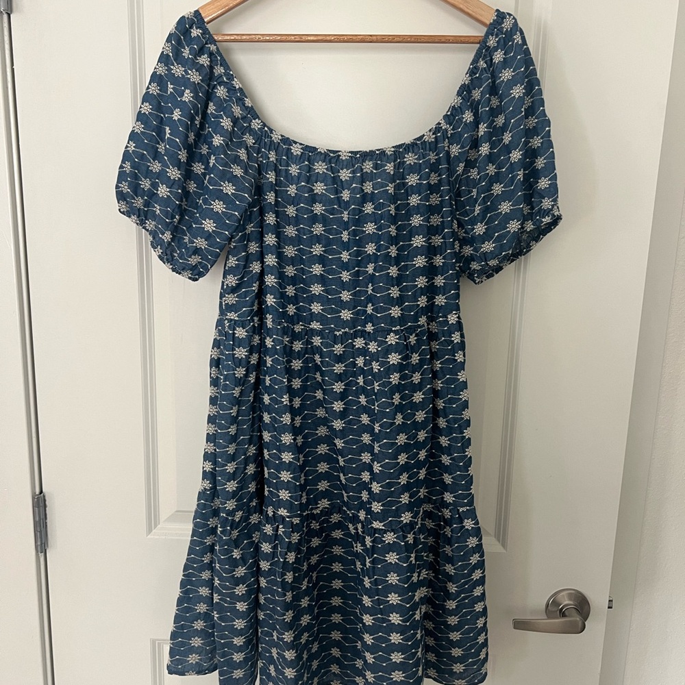 DAVI & DANI Blue and White Midi Dress
